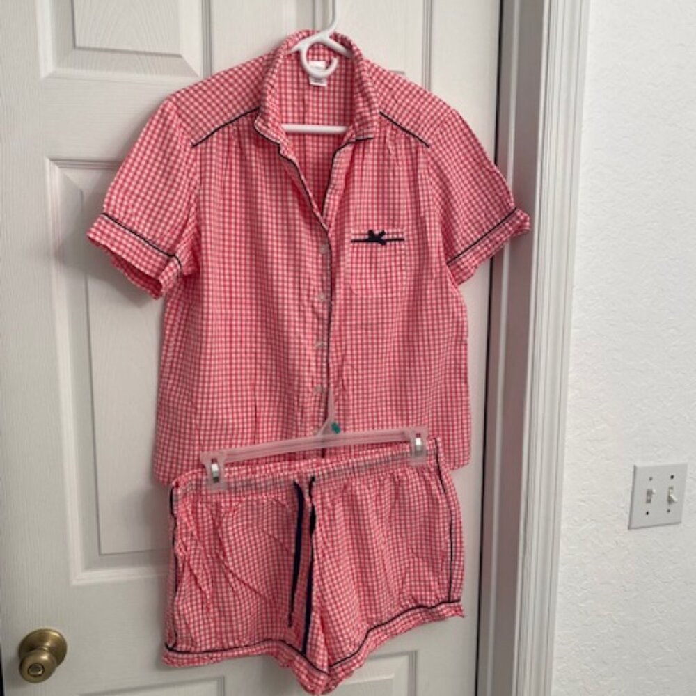 NWOT Liz Claiborne Sleepwear Pink Plaid Shorts Pajama Set Size L